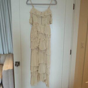 By Anthropologie Corset Tiered Lace Ruffle Dress - Size XXS